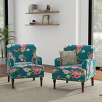 UIXE Floral Accent Chairs Set of 2, Living Room Arm Chair Modern Nailhead Trim Club Armchair, Comfy Upholstered Sofa Lounge Seat Reading Seat Bedroom Side Seating for Home Office