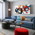 Abstract Wall Art Large Canvas Prints Modern Living Room Bedroom Home Office Wall Decor Framed Colorful Circle Abstract Picture Ready to Hang Size 24x48
