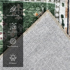Vintage 9' x 12' Washable Area Rug - Stylish Indoor Rug for Living, Dining or Bedroom - Lightweight Carpet with Non-Slip Backing - Foldable for Easy Placement and Maintenance - Green