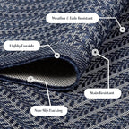 Adiva Rugs Outdoor Indoor Area Rug, Weather Resistant, Easy to Clean, Stain Resistant Floor Mat for Dining Room, Backyard, Deck, Patio (Navy Weiss, 8' x 10')