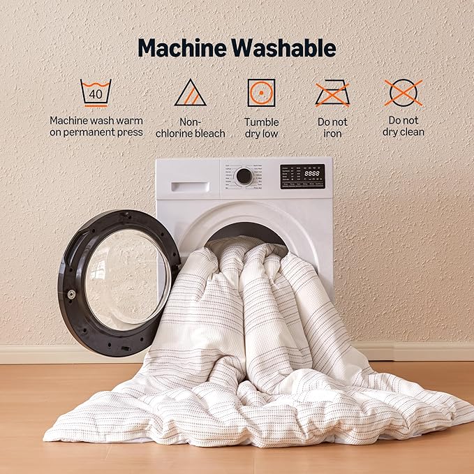 Amazon Basics Waffle Weave Microfiber 3-Piece Duvet Cover Set, Includes 1 Duvet Cover and 2 Pillow Shams, California King, Pink Striped