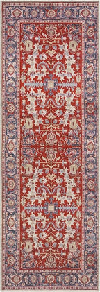 Keen Home Design 2x12 Rug - Machine Washable Runner Rug with Non-Slip Backing, Ideal for Hallway, Entryway, Kitchen, Laundry Room - Vintage, Easy Clean, Durable, Low Pile - (2'6" x 12')