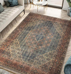 Keen Home Design 9x12 Rug - Machine Washable Area Rug with Non-Slip Backing, Ideal for Living Room, Dining Room, Bedroom - Vintage, Easy Clean, Durable, Low Pile Rug - (9' x 12')