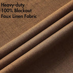 MIULEE Linen Curtains for Bedroom 100% Blackout Thermal Insulated Brown Grommet Room Darkening Curtains & Drapes Fall Decor for Living Room Nursery 52 x 45 Inch (2 Panels)