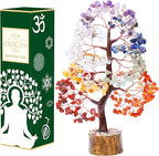 Crocon Seven Chakra Gemstone Tree Copper Wire Feng Shui Money Bonsai Good Luck Chakra Healing Crystals Home Decoration Ornament Figurine Wealth Prosperity Gift Size: 10-12"""