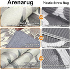 Indoor Outdoor Area Rug Washable Multicolored Patio Rug Tropical Botanical Modern Floral Indoor Outdoor Carpet Brown White Rug Non Slip Non Shedding for Patio, Deck, Backyard, Porch (5x8)