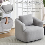 Swivel Accent Chair,360° Rotating Barrel Chair,Teddy Fleece High-Resilience Sponge Single Sofa, Easy Assembly for Living Room, Bedroom, Apartment Light Grey