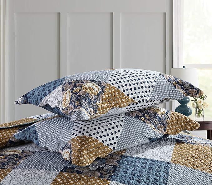 Travan 3-Piece King Bedspread Quilt Sets Patchwork Floral Oversized Reversible Soft Quilted Bedding Coverlet Set for All Seasons, King Size