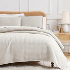 Southshore Fine Living, Inc. Twin Quilt Bedding Set, Soft Brushed Microfiber XL Twin Bedspread Coverlet, Stain & Pet Hair Resistant Bedding, XL Bedspread with Matching Pillow Sham, Bone