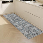 RUGSURE Washable Area Rugs - Perfect for Living Room, Bedroom, Kids Room, Nursery - Stain & Water Resistant Non-Slip, Pet & Child Friendly, Vintage Tribal Area Rugs (Grey and Bule, 2'6'' x 8')