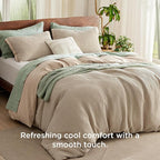 Bedsure Cooling Waffle Duvet Cover King - Cotton Blend Rayon Derived from Bamboo Duvet Cover Set for Hot Sleepers, Breathable Bedding Set with a Vintage Charm, 3 Pieces (Taupe, King, 104"x90")