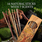 Incense Sticks – 14 Natural Sticks with 7 Scents: Palo Santo, White Sage, Lavender, Rose, Sandalwood, Agarwood & Osmanthus – for Meditation, Spiritual Use & Stress Relief Gifts