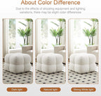 Zesthouse Square Pouf Ottoman, Modern Ottoman Coffee Table for Living Room, Fuzzy Sherpa Couch Foot Rest, Upholstered Tufted Cube Stool for Couch, White