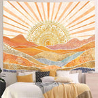 Lunerfex Bohemian Mandala Sunrise Wall Tapestry, Abstract Mountain Scenery Tapestries for Home Decor, Boho Tapestry 60x44 Inch