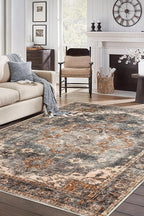 Keen Home Design 9x12 Rug - Machine Washable Area Rug with Non-Slip Backing, Ideal for Living Room, Dining Room, Bedroom - Vintage, Easy Clean, Durable, Low Pile Rug - (9' x 12')