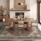 GENIMO 10x12 Area Rugs for Living Room, Machine Washable Non Slip Vintage Rugs, Low Pile Lightweight Chenille Print Rug for Bedroom, Dining Room, Home Office,Bordeaux