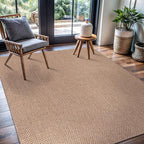 CAMILSON Easy Jute Rug 6x9, Indoor Outdoor Natural Color Farmhouse Area Rugs for Living Room Patio and Kitchen Rug, Solid Boho Woven Design, Easy-Cleaning, Washable Outside Carpet Alfombras (6 x 9)