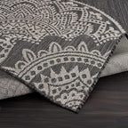 CAMILSON Outdoor Rug 5x7 Modern Area Rugs for Indoor and Outdoor Patios and Porches - Waterproof Washable Non-Shedding Easy-to-Clean Outside Carpet (5 x 7, Medallion - Dark Grey/Light Grey)