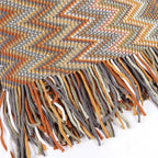 Boho Throw Blanket - Bohemian Fringe Tassels， for Bed Couch Soft ChairBlanket Double Sided (50"x70") (Khaki)