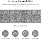 RUGSURE Washable Area Rugs - Perfect for Living Room, Bedroom, Kids Room, Nursery - Stain & Water Resistant Non-Slip, Pet & Child Friendly, Vintage Tribal Area Rugs (Grey and Bule, 2'6'' x 8')