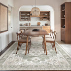 GENIMO 5x8 Area Rugs for Living Room, Machine Washable Low Pile Rugs, Chenille Non Alip Vintage Rug for Bedroom, Dining Room, Home Office, Moonlight