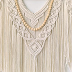 large macrame wall hanging - Boho Tapestry Macrame Wall Decor Art- Chic Bohemian Handmade Woven Tapestry Home Decoration for Bedroom Living Room Apartment Wedding Party - 43"x32" (Beige-Wood Bead)