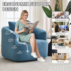 Swivel Accent Chair,360° Rotating Barrel Chair,Teddy Fleece High-Resilience Sponge Single Sofa, Easy Assembly for Living Room, Bedroom, Apartment Blue