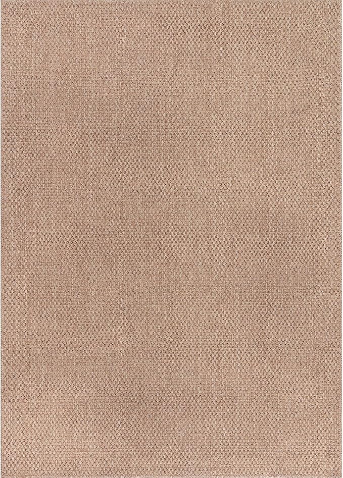 CAMILSON Easy Jute Rug 6x9, Indoor Outdoor Natural Color Farmhouse Area Rugs for Living Room Patio and Kitchen Rug, Solid Boho Woven Design, Easy-Cleaning, Washable Outside Carpet Alfombras (6 x 9)