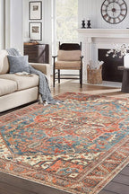 Keen Home Design 4x6 Rug - Machine Washable Area Rug with Non-Slip Backing, Ideal for Living Room, Dining Room, Bedroom - Vintage, Easy Clean, Durable, Low Pile Rug - (4' x 6')