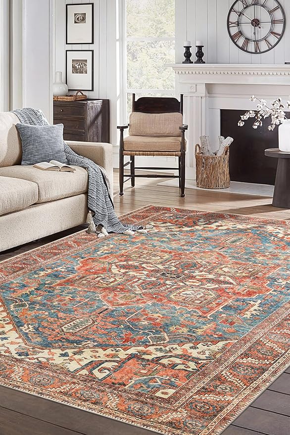 Keen Home Design 3x5 Rug - Machine Washable Entry Rug with Non-Slip Backing, Ideal for Enteryway, Kitchen, Bathroom, Laundry Room - Vintage, Easy Clean, Durable, Low Pile Rug - (3' x 5')