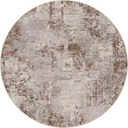 Tortania Washable 8' Round Area Rug for Living Room: Modern Abstract Neutral Large So' Thin Rugs - Non Slip Indoor Carpet for Bedroom Dining Room Office Nursery Home Floor Decoration - Brown