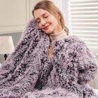 GONAAP Fuzzy Faux Fur Throw Blanket Frosty Purple Super Soft Cozy Plush Fuzzy Shaggy Blanket for Couch Sofa Bed (Frosty Purple, Throw(50"x60"))