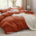 Bedsure Terracotta Duvet Cover Twin/Twin XL Size - 2 Pieces Prewashed Cotton-Like Extra Soft Bedding Set, Includes 1 Twin Duvet Cover 68x90 Inches with Zipper Closure & 1 Pillow Sham, No Comforter