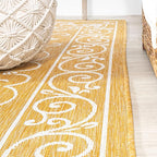 JONATHAN Y Vintage Filigree Indoor Outdoor Area Rug 4X6 Yellow/Cream, Charleston Textured Weave for Backyard, Patio, Porch, Easy-Cleaning, High Traffic, Pet-Friendly, Non-Shedding (SMB106L-4)
