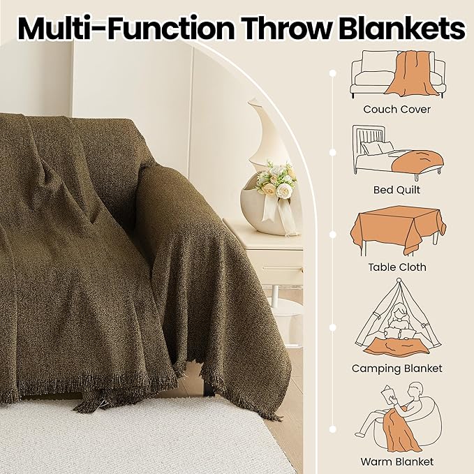 Boho Chenille Sofa Cover for 1 Cushion Couch Khaki Sofa Slipcover Water Stain Resistant Cover for Recliner Armchair Couch Washable Pet Furniture Protector, 71"x71"