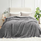 Snuggle Sac Soft Warm Bed Blanket Oversized Twin XL 66x90“, Super Soft Warm Blankets for Bed, Living Room, Luxurious Microfiber Blanket Dupes, Heather Black, 66x90 inches