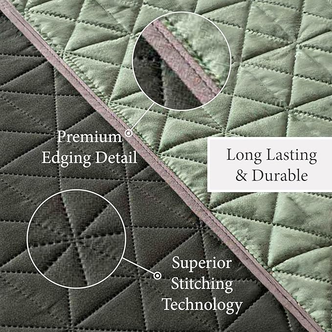 Vianney King Size Comforter Novo Olive Reversible Lightweight Blanket 110x93 Inches Soft Cozy Bedding with Triangular Quilt Pattern for All Seasons