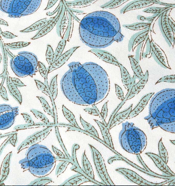 Ridhi Queen Blue Block Print Preppy Grandmillennial Pillow Cover Set of 2-20" x 20" Throw Pillow for Home White Floral Pillow Cover Grandmillennial Home Decor Thanksgiving