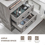 ACCOHOHO 18" Farmhouse Nightstand with Charging Station,End Table with 2 Drawers Storage,Side Table,Bedside Cabinet for Bedroom,Living Room,Grey