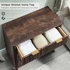 T4TREAM Fluted 3 Drawer Dresser, 32" Tall Modern Chest of Drawers, Curved Profile Design, Wood Drawer Organizer for Bedroom, Living Room, Hallway, Entryway, Dark Walnut