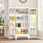 51" Metal Kitchen Pantry Cabinet, Storage Cabinets with 2 Door and 3 Adjustable Shelves, White Freestanding Food Storage Cabinet, Steel Cupboard for Kitchen Dinning Room