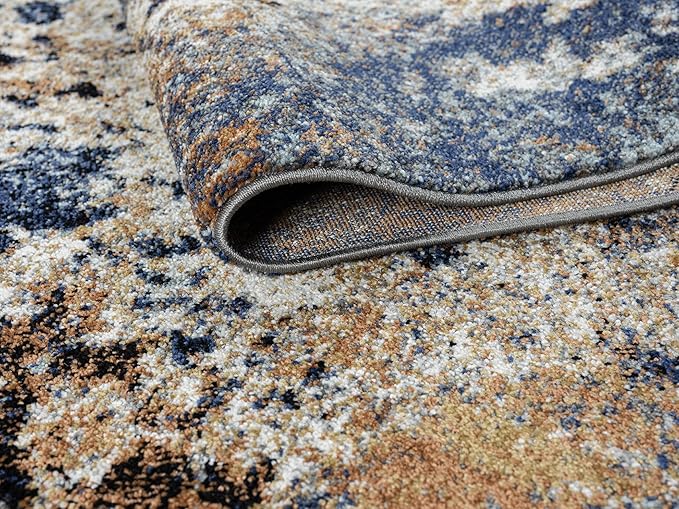 Keen Home Design Area Rugs - 8ft Round Non-Shedding, Abstract Rugs for Kitchen, Living Room, Bedroom, Dining Room, Entryway - Size: 7'10" Square, Multi