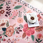 Bedroom Rug 3x5 Rug Washable Area Rug Non Slip Low Pile Boho Floral Small Carpet for Bedroom, Bedside, Kitchen, Entryway, Kids Room, Office, College Dorm Essentials for Girls(Pink)