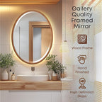 OVALCREST - Oval Wooden Beveled Wall Mirror for Home Decor, Bathroom, Vanity, Bedroom, Living Room, Hallway - London Style (Sunset Gold) 13.1 x 17.1