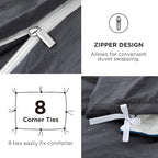 Bedsure Duvet Cover Full Size with Fitted Sheet - 4 Pieces Prewashed Cotton-Like Extra Soft Bedding Set, Includes 1 Duvet Cover 80x90 Inches, 2 Pillow Shams, 1 Fitted Sheet, Dark Grey