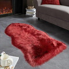 AMTOVO Faux Fur Rug, Burgundy Area Rug, Fluffy Sheepskin Rug, Fuzzy Ultra Soft 2 x 4 ft Shag Rugs for Bedroom Sofa Throw Cushion Room Decor, Sheepskin