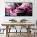 Abstract Wall Art for Living Room, Pink Canvas Wall Decor for Bedroom, Framed Picture Print, Large Size 59x29 Inches