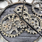 The B-Style Large Wall Clock 24 inch Moving Gear Wall Clock Oversized Vintage Farmhouse Wall Clocks for Living Room Decor Rustic Industrial Wood Clock (Carbon Gray, 36 inch/90cm)