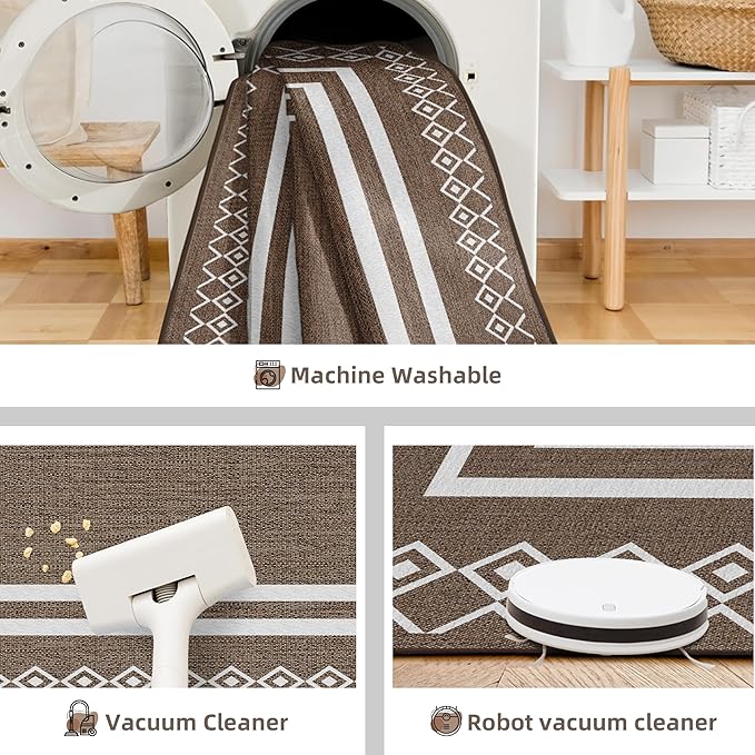 Outdoor Patio Rug, Outside Rectangular Carpet, Moroccan Geometric Rugs, Washable Large Indoor Outdoor Rug 6x9 Mats for RV, Picnic, Backyard, Deck, Balcony, Porch, Beach