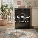 GENIMO 2x5 Runner Rugs for Hallway, Machine Washable Non Slip Vintage Rugs, Low Pile Lightweight Soft Print Rug for enrtyway, Corridor, Home Office, Kitchen, Blue Brick Red